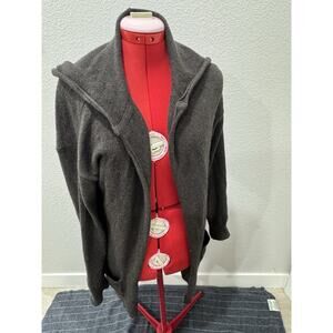 HEM & THREAD Anthropologie Women’s Small Sweater Open Cardigan Long Gray Hooded